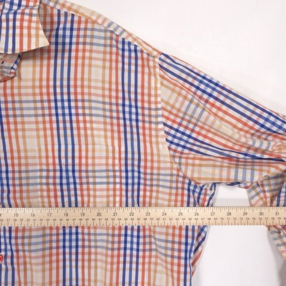 St. Croix ITALY🇮🇹MADE Men's Shirt Plaid Check Size XXL Orange Blue Cotton - Picture 4 of 9